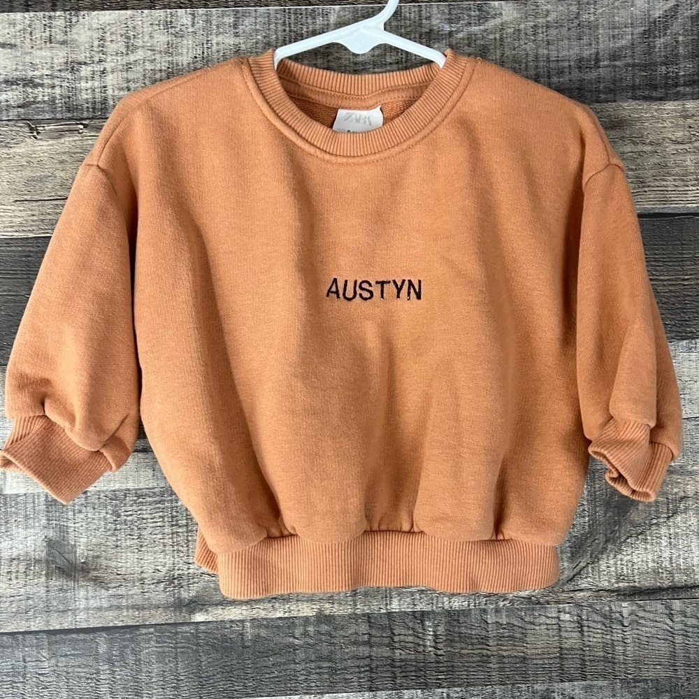 Zara Baby Austyn Orange Embroidered Sweatshirt
